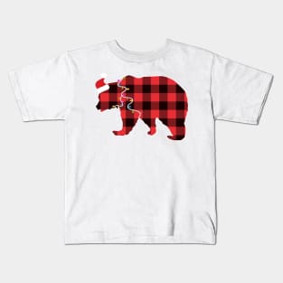 Santa Deer Plaid Red Buffalo Animal Merry Christmas Pajamas Family Kids T-Shirt